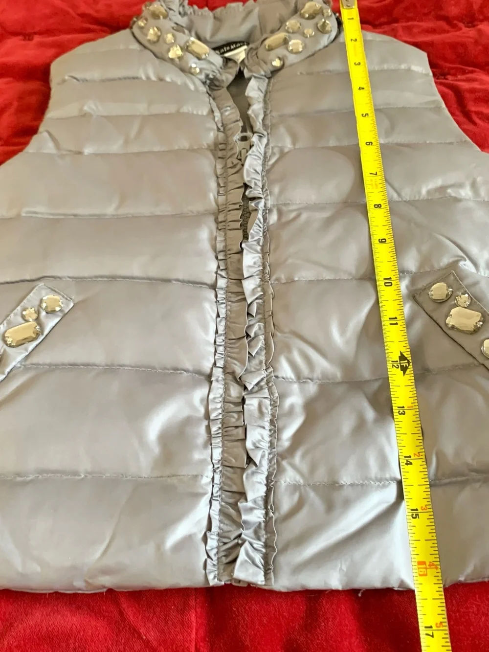 Kate Mack Gray Puffer Jewels Vest jacket Girl 6 EUC